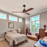 60 Inch Elegant Ceiling Fan with Remote Control,3 Mahogany Solid Wood Blades, Suitable for Indoor KBS-6005-1
