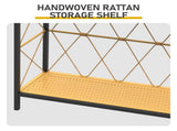 41.7" Console Table with Power Outlet, 2-Tier Hand Woven Paper Rope Shelf, Industrial Entryway Sofa 89743176