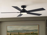 52" Matte Black Modern Reversible Motor Integrated LED Dimmable Ceiling Fan with Light and Remote W1367P448317