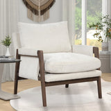 Kelly Mid-Century Modern Velvet Accent Armchair, White T2574P180239