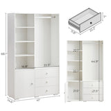 ZUN Bedroom Armoire,Wardrobe Armoire Closet, Drawers and Shelves, Handles, Hanging Rod, for Bedroom 31078714