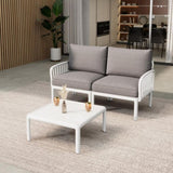 3 Piece Patio Conversation Sets, Modern Outdoor Patio Sectional Furniture Set with Square Coffee N780P199459W