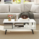 Rectangle Coffee Table with 2 Open Compartments-White 93354194