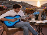 38 Inch Acoustic Guitar for Beginners, JF Body Shape, Basswood Folk Guitar in Fade Blue Finish, 76700625