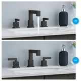 Matte Black Widespread Bathroom Faucet, Waterfall Bathroom Faucets for Sink 3 Hole, 2-Handles Modern T3177P277508