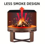 ZUN Outdoor Smokeless Fire Pit Stove 18'' for Camping Bonfire, Wood Place Firepit with W2640P224973