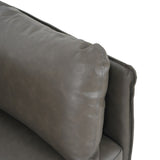 39" Vintage Grey Faux Leather Lounge Chair with Polyester and PU Leather Upholstery, Solid Wood N767P208310D