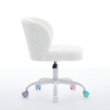 A&A Furniture Office,Artificial rabbit hair Home Office with Metal Base,Adjustable Desk W1143P324154