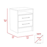 Smokey Oak and White 2-Drawer 1-Shelf Rectangle Nightstand B06280355