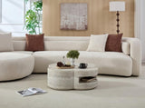 31.5" Clover Round Faux Marble Coffee Table No Assembly Required, Anti-Slip Raised Edge, Open W2664P462015