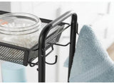 Slim 3-Tier Rolling Bathroom Storage Cart with Hooks, Black 67191976