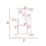 Modern Kitchen Cart 39" H, Single Door Cabinet, Four Wheels, One Side Shelf, White B097133125