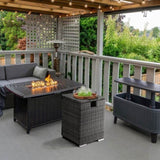 40*40*57cm Iron Frame Gas Bottle Storage Rattan Side Table Gray Gradient 08027849