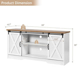Modern Farmhouse Wood TV Stand for TVs up to 58 inches, with Sliding Barn Doors, 3 Adjustable T3685P342917