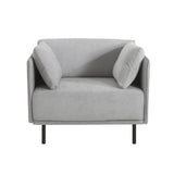 39" Vintage Grey Lounge Chair with Polyester Upholstery, Solid Wood Frame and Steel Legs, N767P208310G