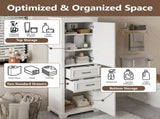 71-inch tall freestanding bathroom vanity with damping-hinge doors and drawers, featuring a modern N729P335588K