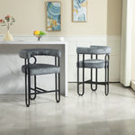 ZUN House Hold Bar Set of 1, Modern Bar Stool with Back, Black Metal Frames, Upholstered Bar W1588P207633