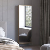 FM FURNITURE Queen Creek Shoe Rack with Mirror and One Door, Natural Oak B128P293869