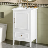 20" Bathroom Vanity with Sink, Bathroom Cabinet with A Door, Door Shelf Storage and Adiustable Foot N725P192821K