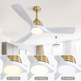 ZUN 54 Inch Modern ABS Ceiling Fan 6 Speed Remote Control Dimmable Reversible DC Motor With Light and 79193518