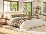 Haley Upholstered Cane-Back Platform Bed, Queen, Antique White Polyester B2719P238201