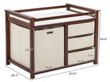 Brown painted pine wood frame children's bed with removable top, 87*53*87.5cm, includes 3 fabric 59911302