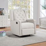 ZUN Milah Tufted Swivel Glider Recliner In Light Gray Fabric 601GR-WGR