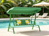 Dark Green Kids Outdoor Swing Chair, Adjustable Canopy Safety Belt, Multi-Scene for Patio Garden 03162602