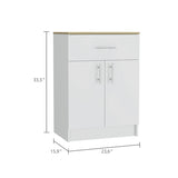 Pantry Organizer Cabinet 33" H, One Drawer, Two Interior Shelves, Two Doors, White/Light Oak B097120607