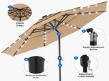 10ft 3-Tier Solar LED Patio Umbrella with Tilt Adjustment and UV-Resistant Polyester Fabric, Outdoor 72384806