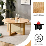 ZUN Naturally elegant wooden coffee table with faux rattan accents - perfect for stylish living rooms W1151116721