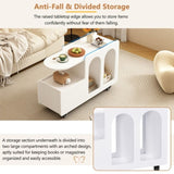 ON-TREND Mobile End Table with lockable wheels, Cream Style Side Table with Storage Drawer, 11.8inch N721P191983K