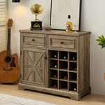 ZUN Farmhouse Liquor Cabinet Bar Cabinet with 2 Drawers, Wine Bar Cabinet with Removable Wine Racks W1758P210364