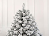 7 FT Pre-lit Snow Flocked Christmas Tree, Artificial Hinged Xmas Pine Tree with 1000 Branch Tips, 95387815