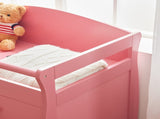 Pink painted MDF wood, three-drawer children's bed, 90.5*58*92cm, with safety belt and changing 87456893