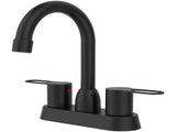 2 Handles Bathroom Sink Faucet, Matte Black Centerset RV Bathroom Faucets for 3 Hole pop-up drain 06351220