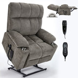 Brown Dual Motor Infinite Position Up to 350 LBS Chenille Power Lift Recliner Chair, Heavy Duty W3224P290202