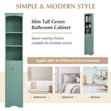 ZUN Tall Bathroom Cabinet, Freestanding Storage Cabinet with Drawer, MDF Board, Adjustable Shelf, Green 97014732