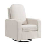 Glider Swivel Chair White Box Seat Cushion Solid Rubberwood Transitional Style Living Room 1pc B2741P598435