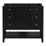 36" Bathroom Vanity without Sink, Cabinet Base Only, One Cabinet and three Drawers, Black WF306244AAB
