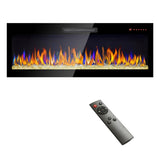 50 inch recessed ultra thin tempered glass front wall mounted electric fireplace with remote and W1769103305
