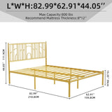 Metal Steel Platform Bed Frame with Iron-art Headboard - Gold W2992P233431