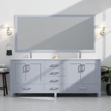 Dark Grey Double Bath Vanity 84 in. W x 22 in. D, Cultured Marble Top, and Faucet Set B2731P259155