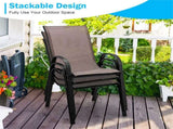 Brown 2 Pack Stackable Patio Dining Chairs, Ergonomic Steel Frame Breathable Fabric Outdoor Chairs 47883463