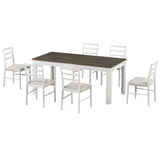7-Piece Wooden Table Set Mutifunctional Extendable Table with 12" Leaf and 2 Drawers, 6 38960421