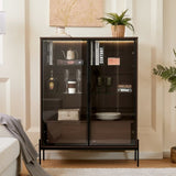 51.2'' Tall Lighted Display Cabinet with Tempered Glass Door, Metal Legs, LED Curio Cabinet, Modern N845P261794D