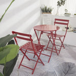 ZUN 3 Piece Patio Bistro Set of Foldable Round Table and Chairs, Red W1586P143160