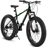 ZUN S26109 Elecony 26 Inch Fat Tire Bike Adult/Youth Full Shimano 21 Speed Mountain Bike, Dual Disc W709P156170