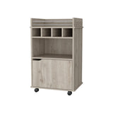 FM FURNITURE Crozier Bart Cart, with 1 shelf, 1 door and four built-in wine rack,Macadamia B128P321058