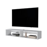 ZUN White 2-Shelf Central Floating Media Rack B062P230642